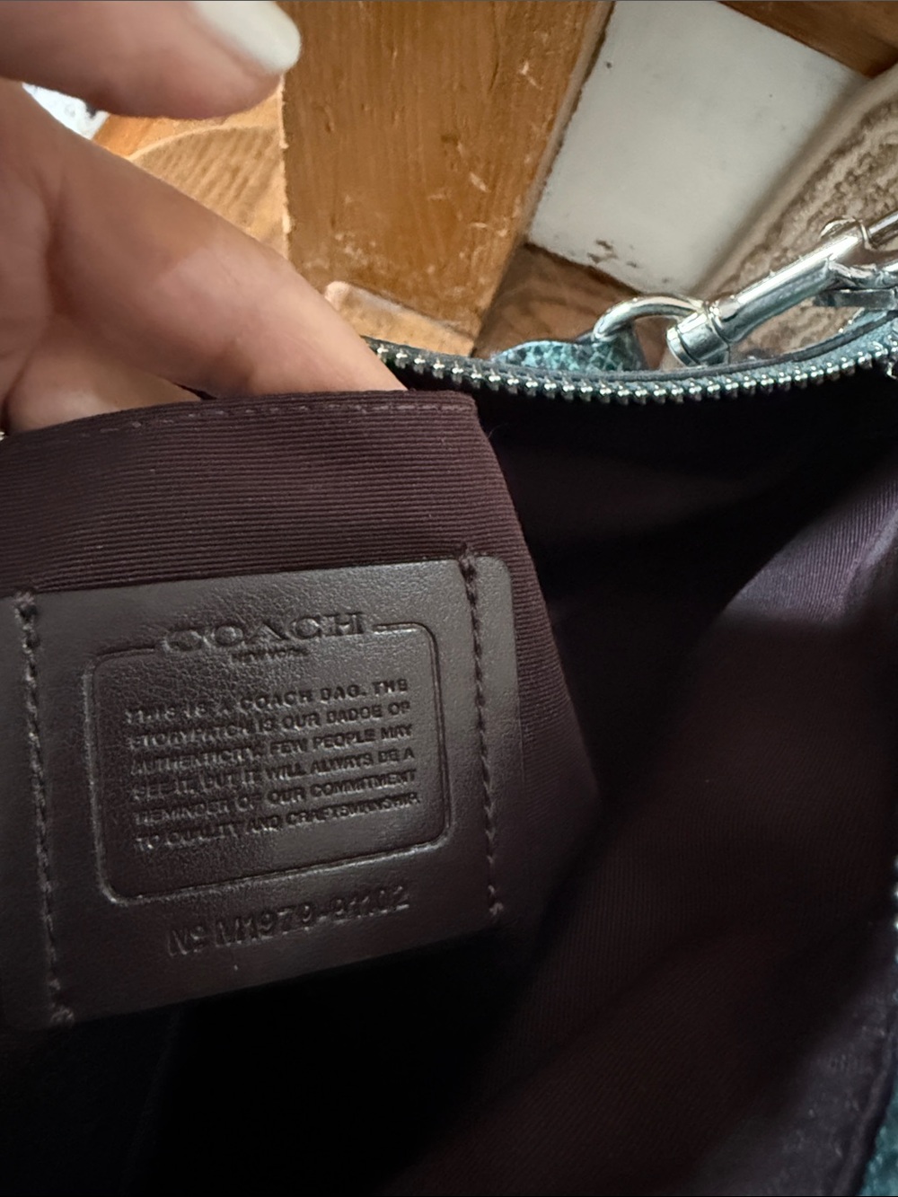 Coach Teal Pebbled Leather Shoulder Hobo - Picture 4 of 6